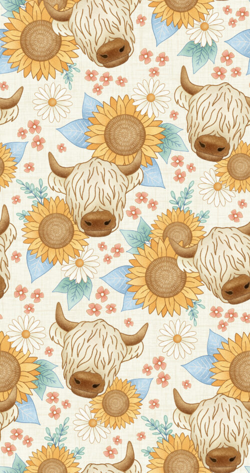Krystal Winn - Highland Summer Sunflower Cows White