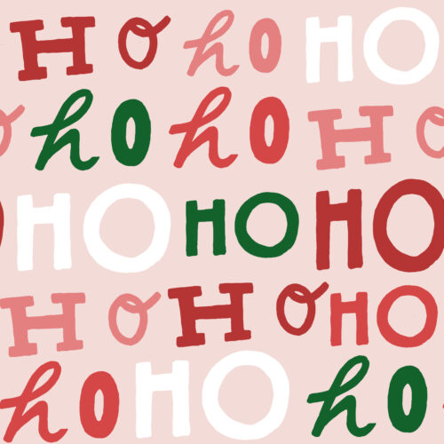 Hip Kid Design - Ho Ho Ho in Red, Pink and Green