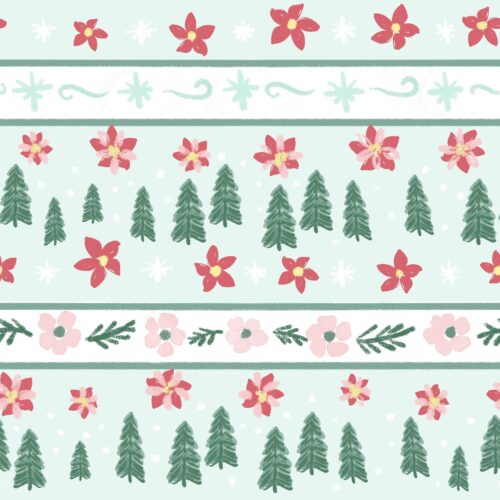 Lindsay Anne - Holiday Floral Stripe Mint