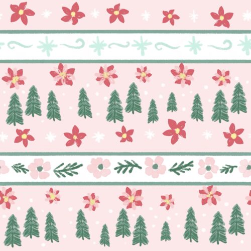 Lindsay Anne - Holiday Floral Stripe Pink