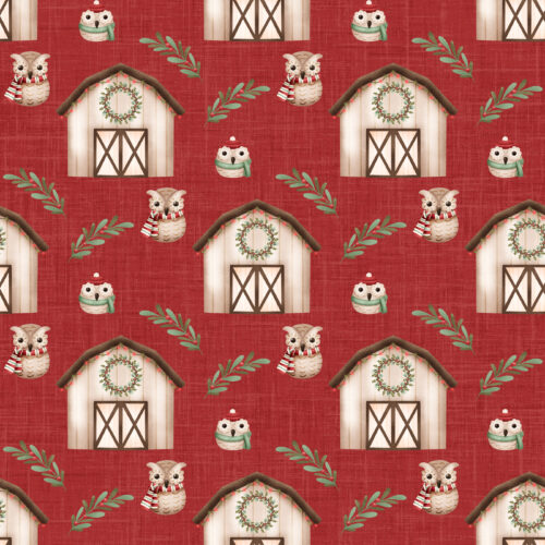 Krystal Winn - Home For Christmas Barn Owls Red