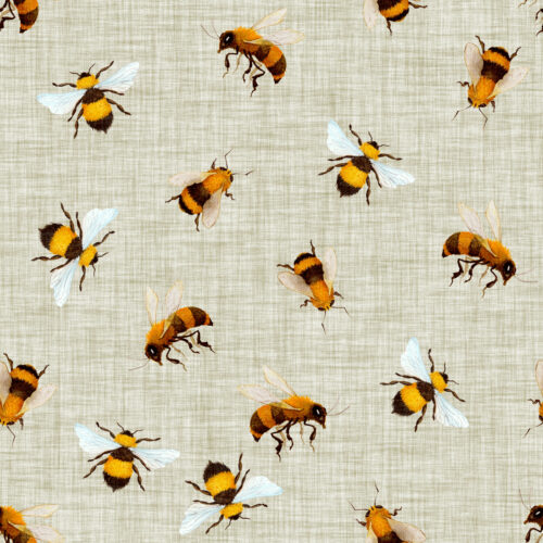 Hip Kid Design - Honey Bees on Linen Moon Mist