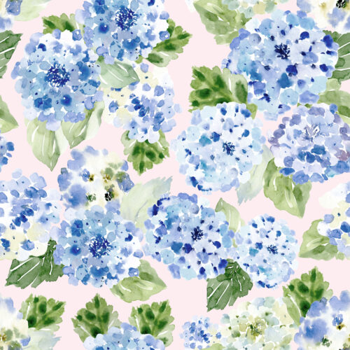 Hip Kid Design - Hydrangea Watercolor Blue on Blush