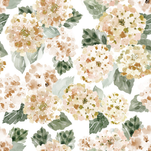 Hip Kid Design - Hydrangea Watercolor in Peach, Blush, Copper