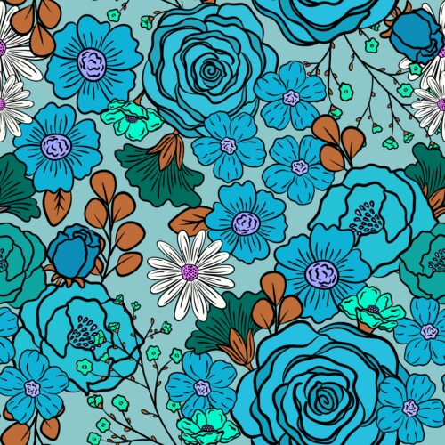 Spring and Summer Floral - Teal Boho Blooms