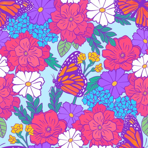 Spring and Summer Floral - Butterfly Garden Periwinkle