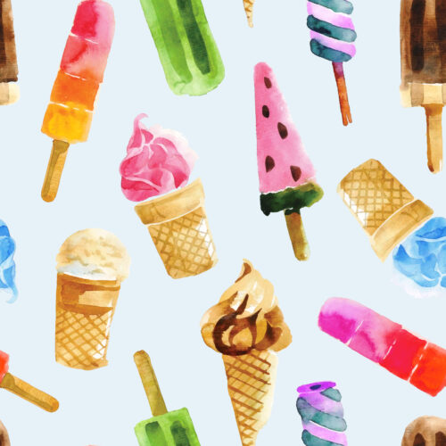 Hip Kid Design - Ice Cream and Popsicles on Light Blue