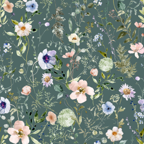 Hip Kid Design - Isabella Botanical Florals in Muted Jade