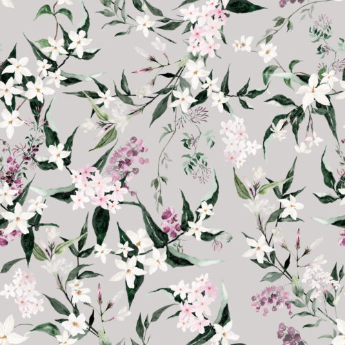 Hip Kid Design - Jasmine Floral Vines on Earl Gray