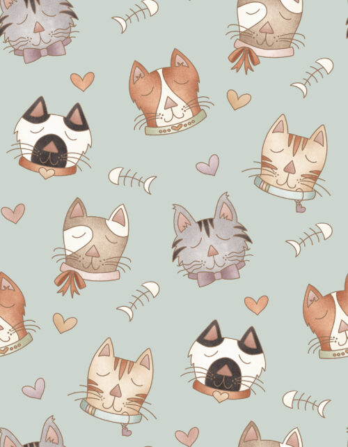 Krystal Winn - Kitty Love Cat Faces Baby Mint