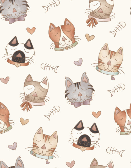 Krystal Winn - Kitty Love Cat Faces White