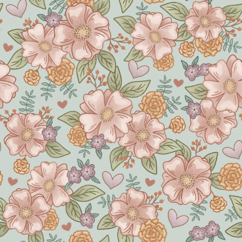 Krystal Winn - Kitty Love Floral Baby Mint