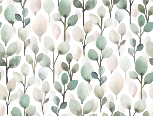 Sara Swanson - Modern Eucalyptus Leaves Green Moss Faded Med