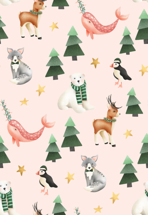 Krystal Winn - Merry Little Artic Friends Baby Pink