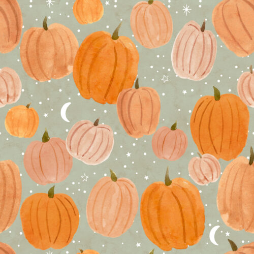 Hip Kid Design - Midnight Pumpkins on Sage Gray