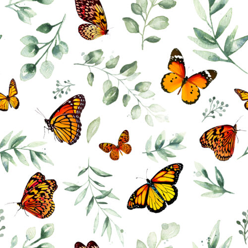 Hip Kid Design - Monarch Butterflies and Botanical Leaves