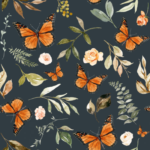 Hip Kid Design - Monarch Butterflies on Midnight Blue