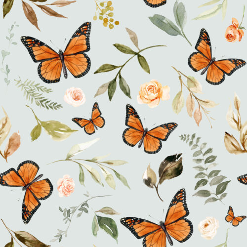 Hip Kid Design - Monarch Butterflies on Pale Blue