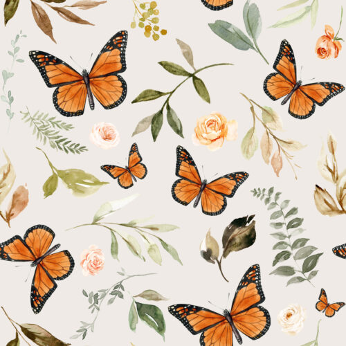 Hip Kid Design - Monarch Butterflies on Pearl