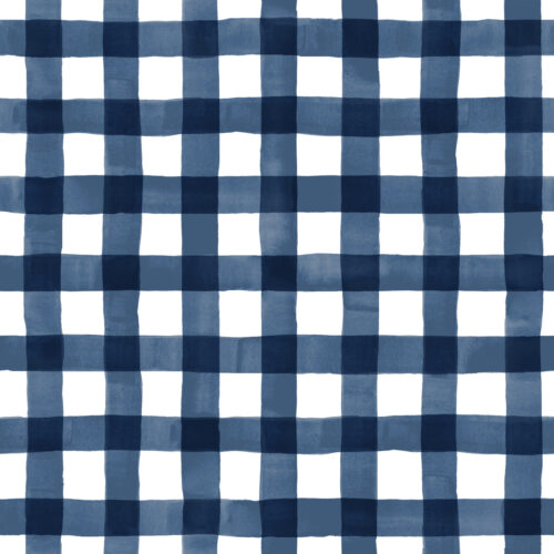 Hip Kid Design - Navy and White Watercolor Buffalo Check