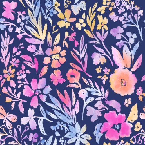Lindsay Anne - Navy Watercolor Ombre Floral