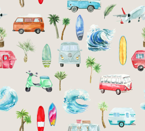 Hip Kid Design - Ocean Vintage Beach on Satin Linen