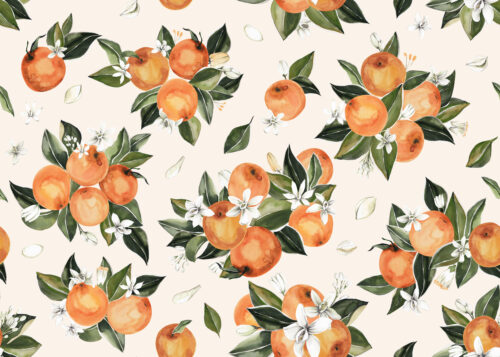Hip Kid Design - Orange Blossoms on Cream