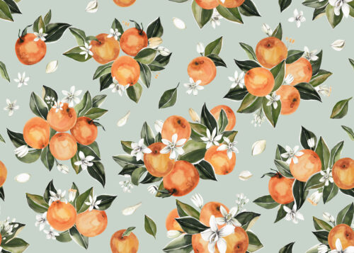 Hip Kid Design - Orange Blossoms on Soft Sage