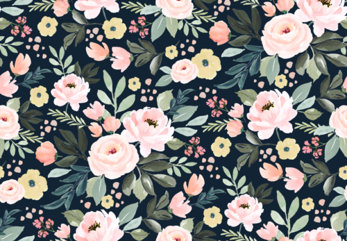 Sara Swanson - Pink Peonies On Navy