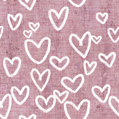 Hip Kid Design - Pastel Hearts on Dusty Rose Washed Linen