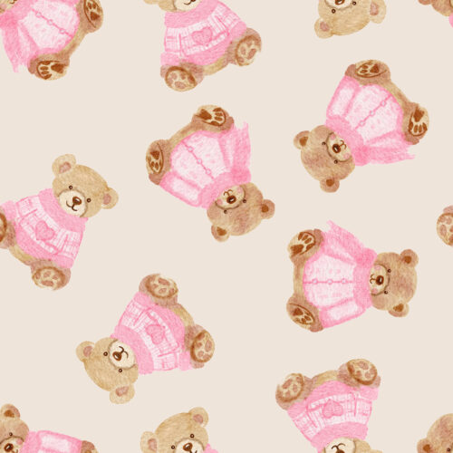 Vivie & Ash - Pink Bears In Sweaters Beige