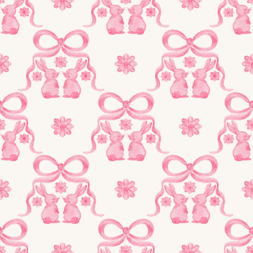 Vivie & Ash - Pink Bunny Floral Trellis White