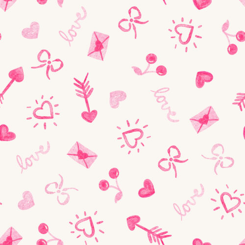 Vivie & Ash - Pink Watercolor Hearts Bows And Arrows