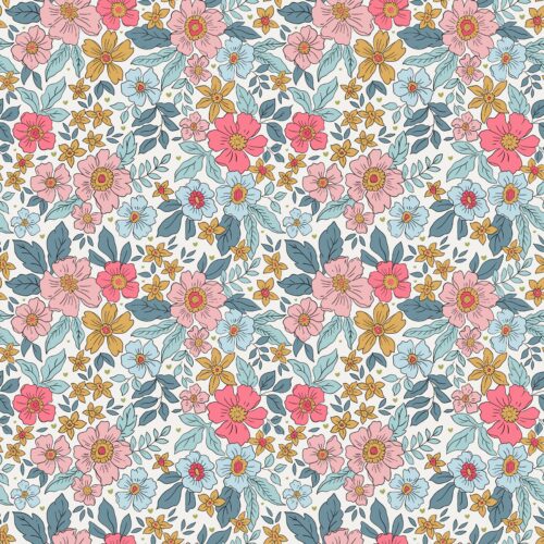 Pink And Blue Floral