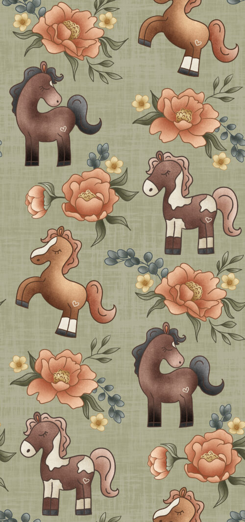 Krystal Winn - Ponies + Peonies Green Copy