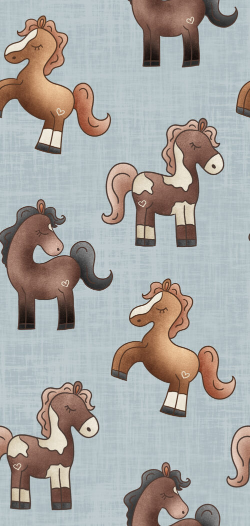 Krystal Winn - Ponies + Peonies Ponies Blue Copy