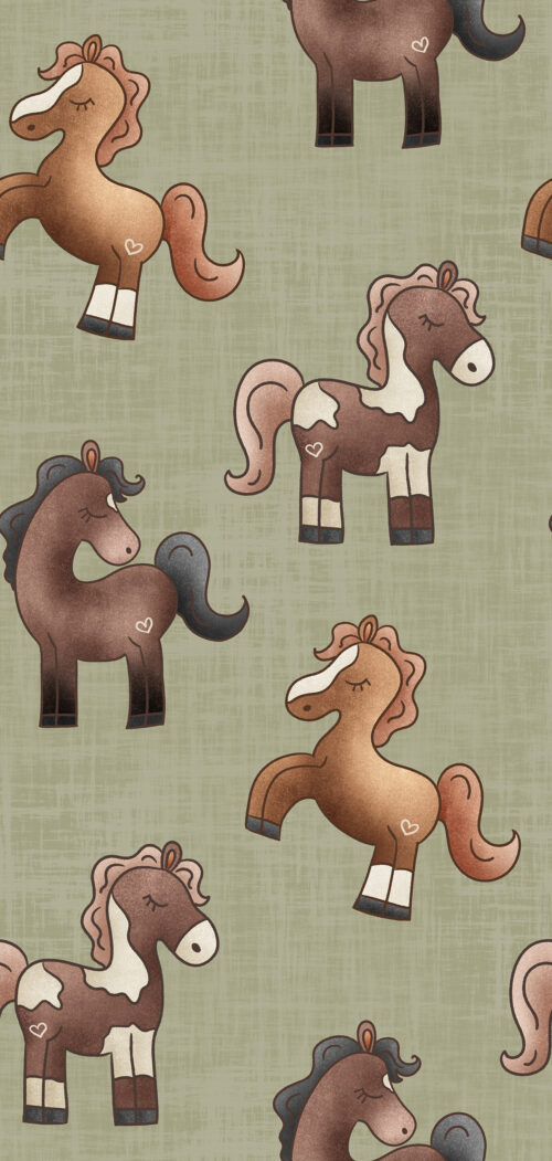 Krystal Winn - Ponies + Peonies Ponies Green Copy