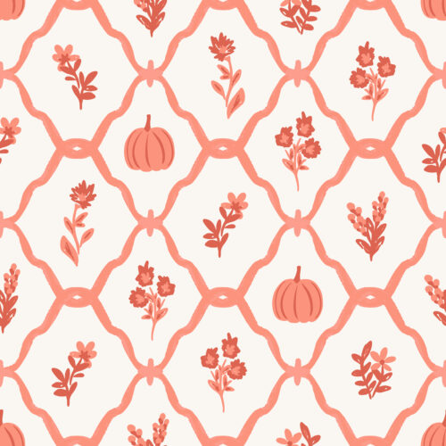 Vivie & Ash - Pumpkin Floral Trellis Orange