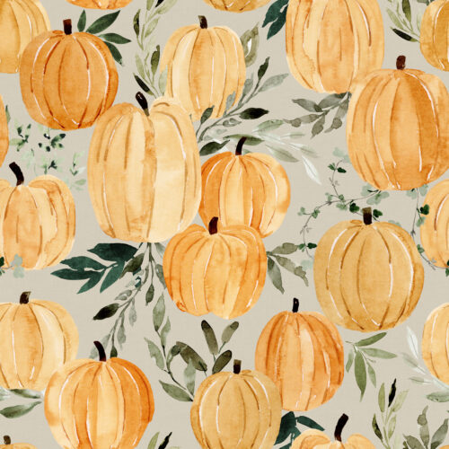 Hip Kid Design - Pumpkin Garden on Warm Taupe Gray