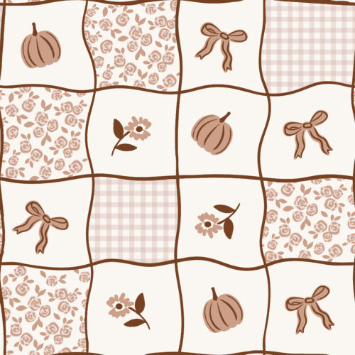 Vivie & Ash - Pumpkin Gingham Patchwork Floral Brown