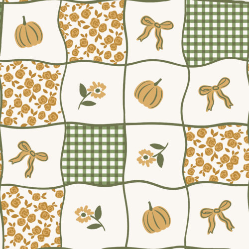 Vivie & Ash - Pumpkin Gingham Patchwork Floral Marigold 01