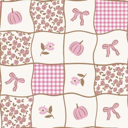 Vivie & Ash - Pumpkin Gingham Patchwork Floral Pink And Bronze 01