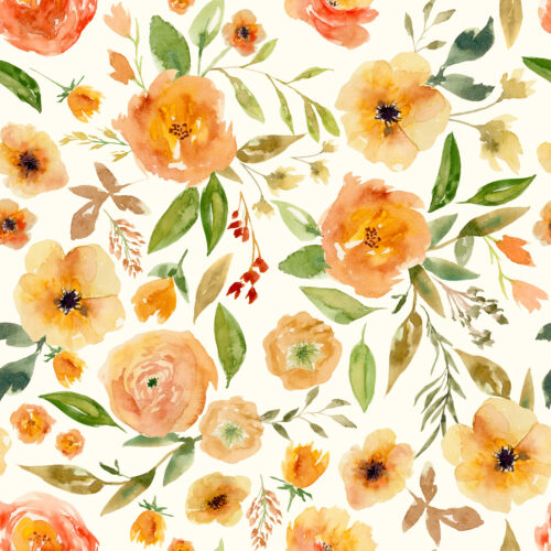 Hip Kid Design - Pumpkin Orange Fall Florals