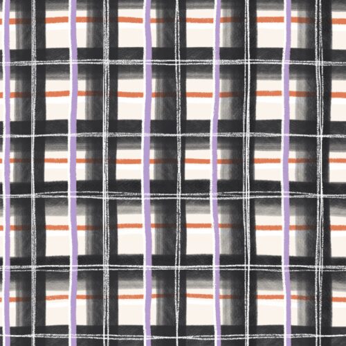 Lindsay Anne - Pumpkin Patch Plaid Ghost White Plum Orange