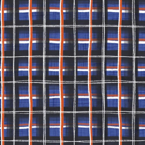 Lindsay Anne - Pumpkin Patch Plaid   Midnight Porch Blue Orange