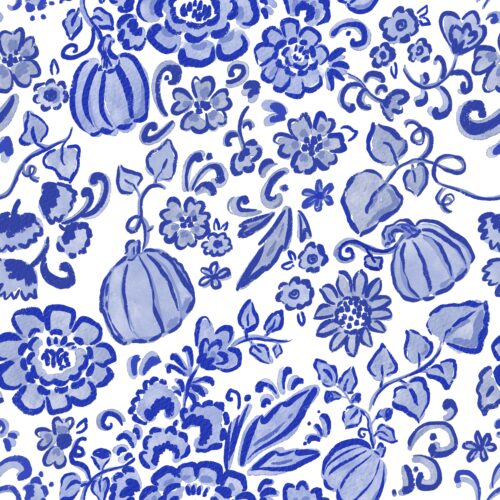 Lindsay Anne - Pumpkin Pottery Floral Royal