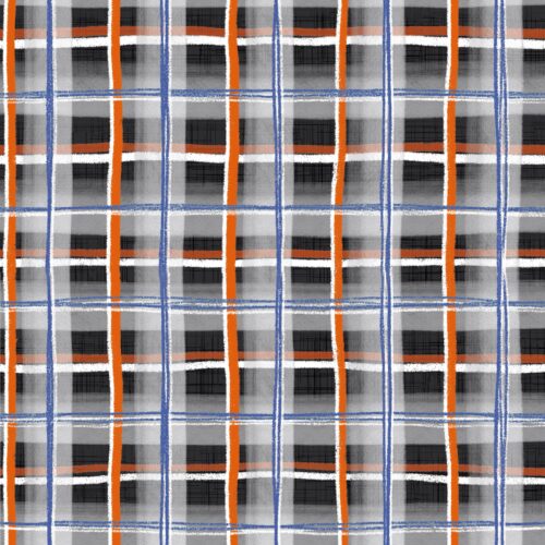 Lindsay Anne - Pumpkin Patch Plaid Midnight Porch Orange Blue
