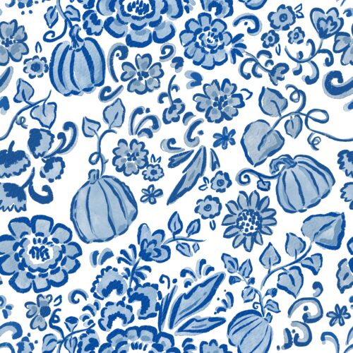 Lindsay Anne - Pumpkin Pottery Floral Blue China