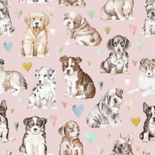 Hip Kid Design - Puppy Love on Blush