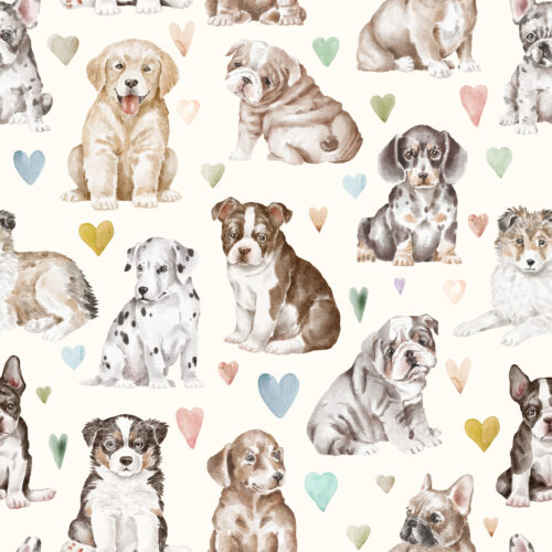 Hip Kid Design - Puppy Love on Bone Cream